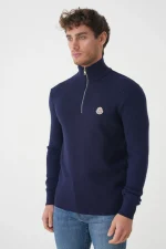 Moncler Half-Zip Logo Patch Trui – Bild 2